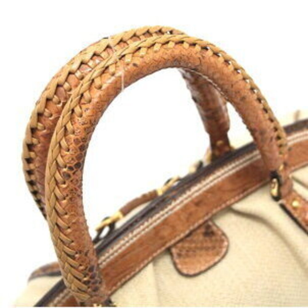 Dior Christian canvas braided Straw python handbag Tan - Picture 3 of 6